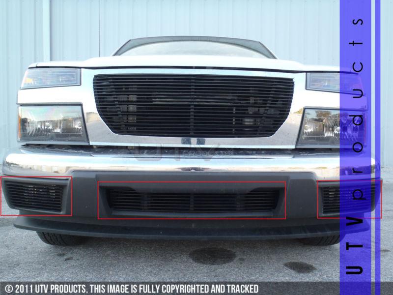 2004 - 2012 gmc canyon bumper & fog light billet grille kit black 3pc kit 