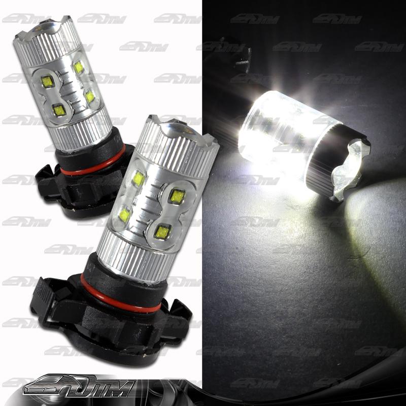 1x pair gmc pontiac ford h16 / 9009 / 5202 50 watt 10 led white projector bulbs