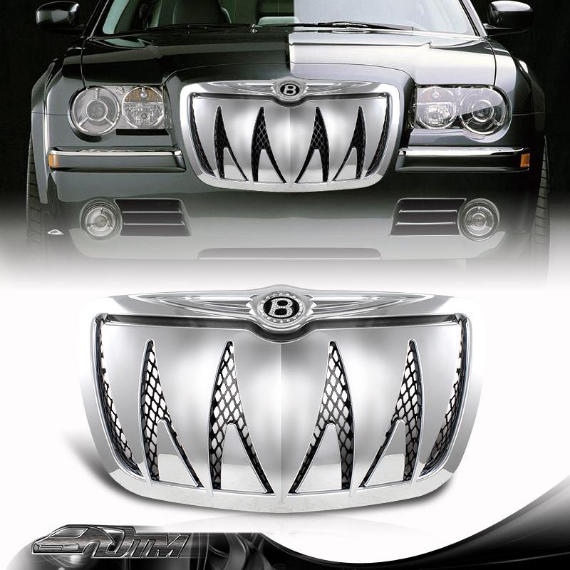 2005-2010 chrysler 300/300c shark tooth hood bumper grille +diamond b emblem