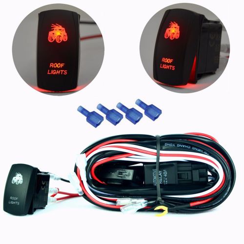 Universal wiring harness kit red led roof lights on off switch fuse relay new