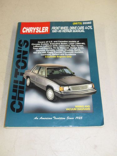 Chilton #20382 chrysler front wheel drive cars 4cyl 1981-95 repair manual