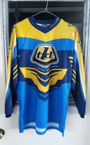 Troy lee designs racing team moto mens sz medium blue yellow white jersey shirt