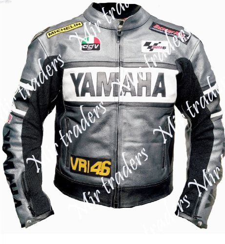 Yamaha gray motercycl racing leather jacket men&#039;s jacket : all size available