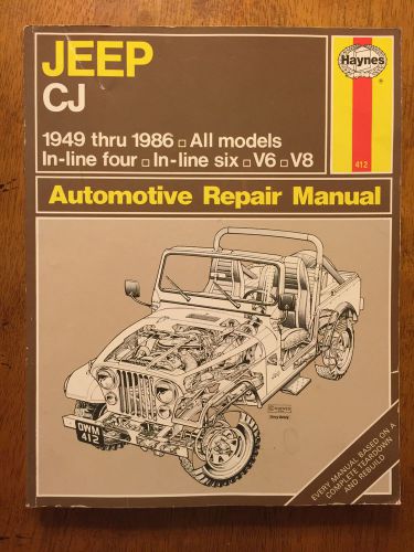 Haynes jeep cj automotive repair manual 1949 thru 1986 all models, v6 v8