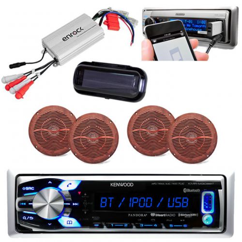 Kenwood bike boat usb aux iphone receiver, stereo cover, 4 speakers, 800w amp