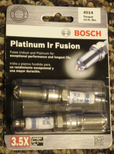 Bosch platinum ir fusion # 4514 spark plugs 2 pack 3.5x service life new!