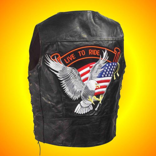 -leather motorcycle-biker vest-- live to ride -men&#039;s size 3x- $49 patch on back