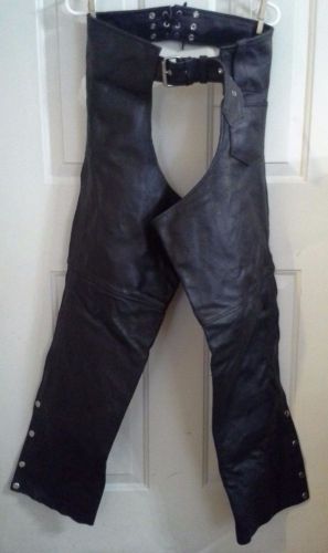 Highway hawks black leather biker chaps size s