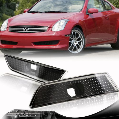 Black housing clear lens bumper side market lights for 03-07 infiniti g35 coupe