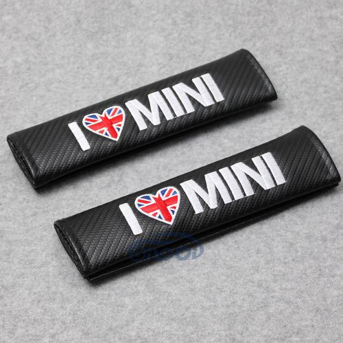 I love mini carbon fiber logo seat belt cover shoulder pads fit for mini cooper