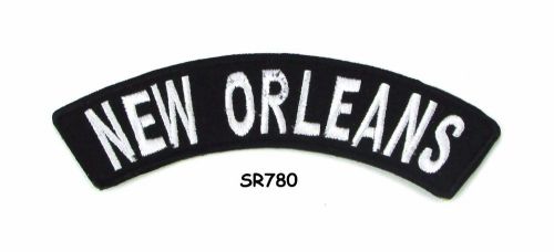 New orleans white on black small rocker iron on patches for biker vest jacket