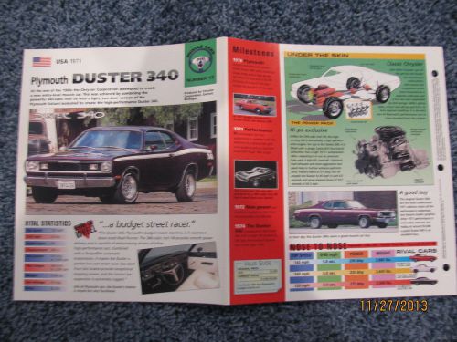 ★★ 1971 plymouth duster 340 - collector brochure specs info  ★★