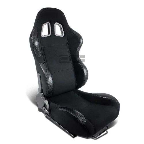 2x pvc leather carbon look sports racing seats+universal sliders passenger side