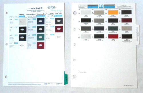 1995 saab ppg and dupont paint chip chart all models original