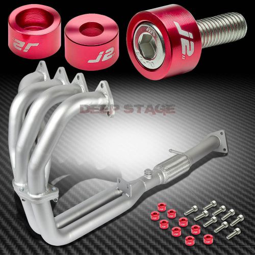 J2 for h22/bb1 ceramic coated exhaust manifold header+red washer cup bolts