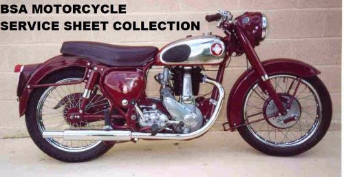 Bsa 1949-1960 service sheet manual set -350pg for a b c d m motorcycle repair