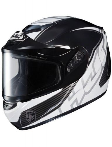 Hjc cs-r2 injector snow helmet w/dual lens shield silver/white/black