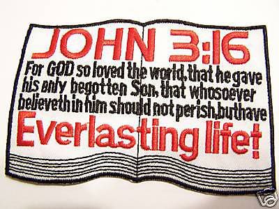 #0483 motorcycle vest patch john 3:16 for god so loved