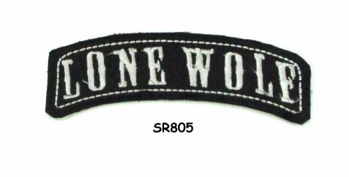 Lone wolf white on black small rocker iron on patches for biker vest jacket