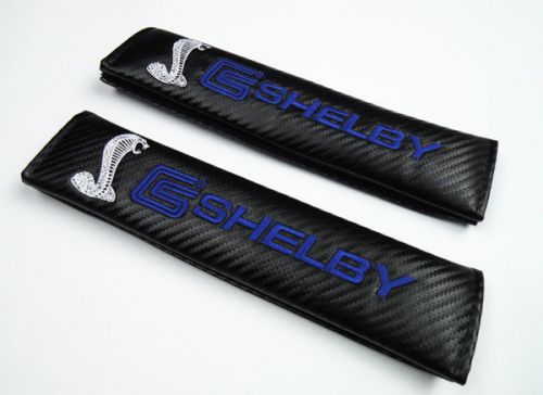 2 x car for shelby mustang gt500 cobra embroidery seat belt shoulder pads cover