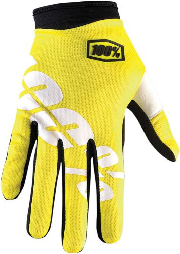 100% motorcycle i-track riding glove 100% yellow m / medium 10002-004-11