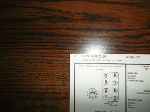 1979 lincoln eight series models 5.0 liter 302 ci v8 2bbl v.v. tune up chart