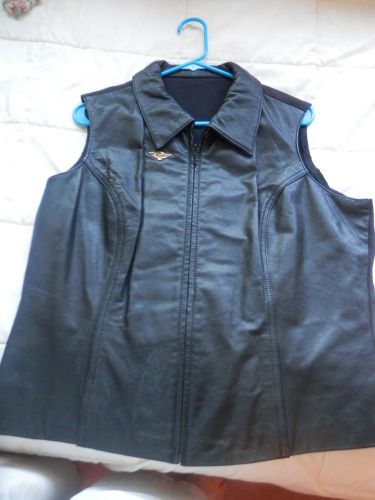 Wilsons leather motorcycle vest w harley davidson 25th ann pin men&#039;s 2x