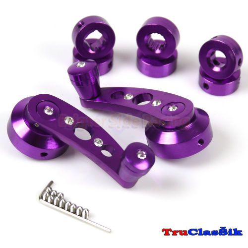 Billet aluminum w/ crystals usa purple window cranks handles diy fits kdm cars