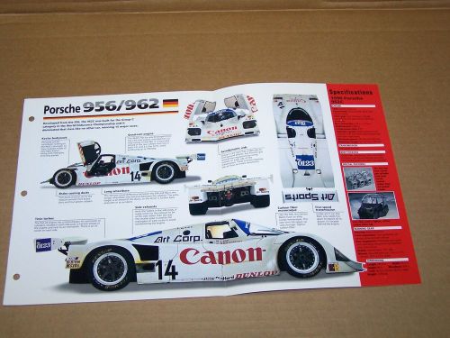 1990 porsche 962c  original full color imp brochure spec sheet