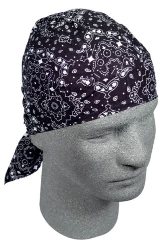 Zan flydanna bandanna 100% cotton motorcycle riding black paisley new nwt