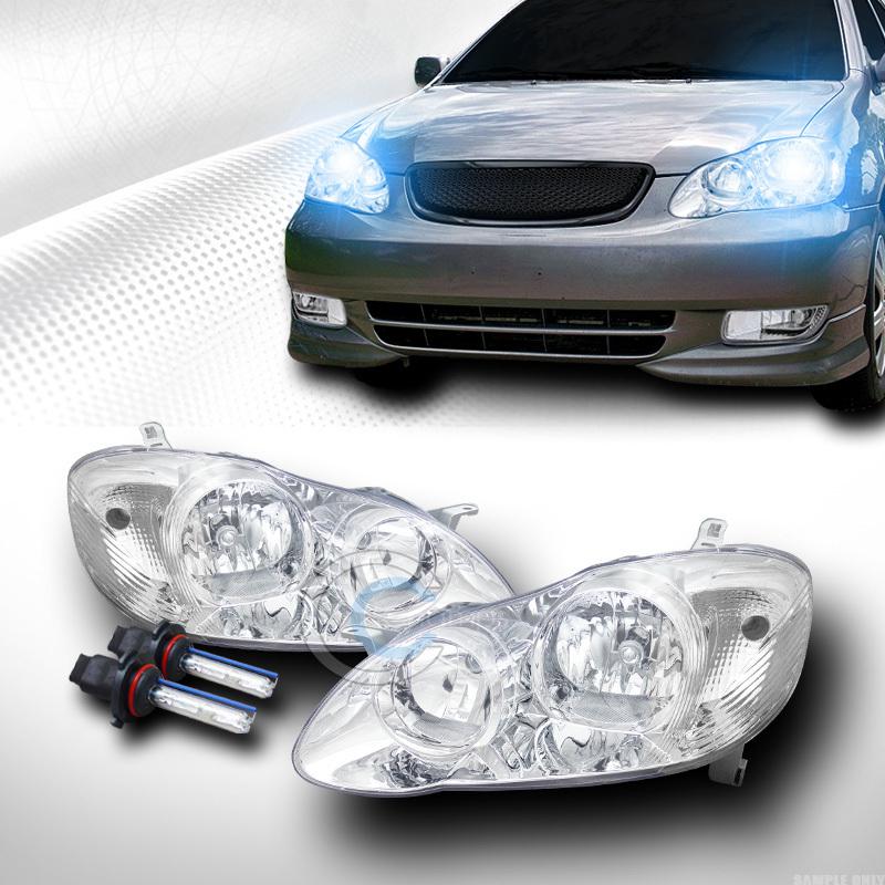 10000k hid xenon jdm chrome head lights parking signal lamp 03-08 toyota corolla