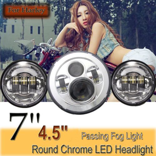 Dot e9 chrome 7&#039;&#039; led projector daymaker headlight + 2x 4.5&#039;&#039; passing lights new