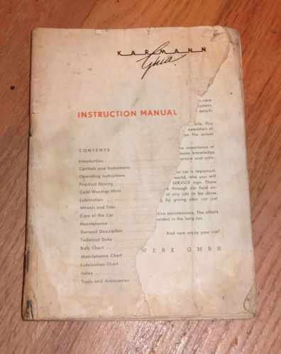 1959 karmann ghia owner’s manual vw volkswagen