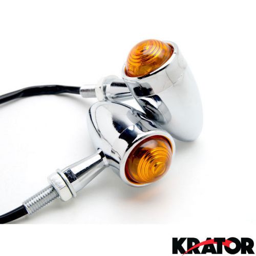 New custom pair turn signal blinker indicator lights chrome with amber lens