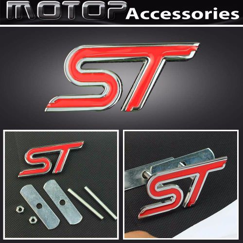 3d metal st racing front hood grille badge emblem red st logo car decoration