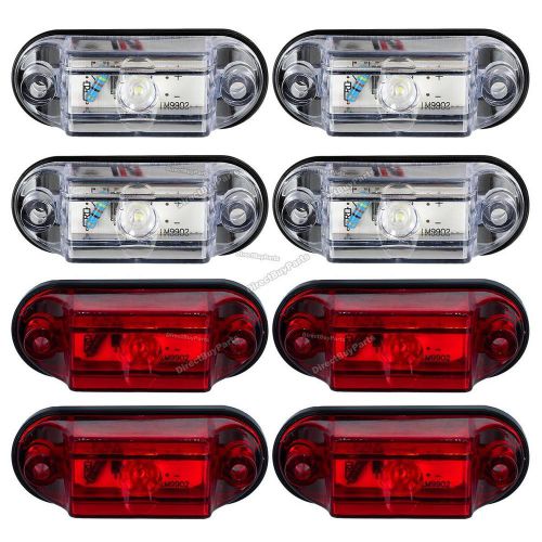 8pcs new 2.85&#034; red/white led marker light 1led trailer truck street rod jeep