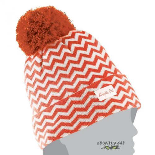 Arctic cat women’s peach chevron with pom winter beanie hat - orange - 5263-034