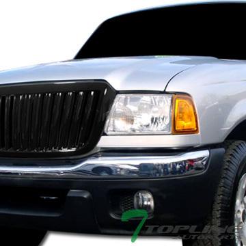 Black vertical style front bumper hood grill grille abs 04-07 ford ranger truck