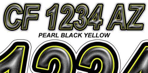 Pearl black yellow boat registration numbers or pwc decals stickers graphics