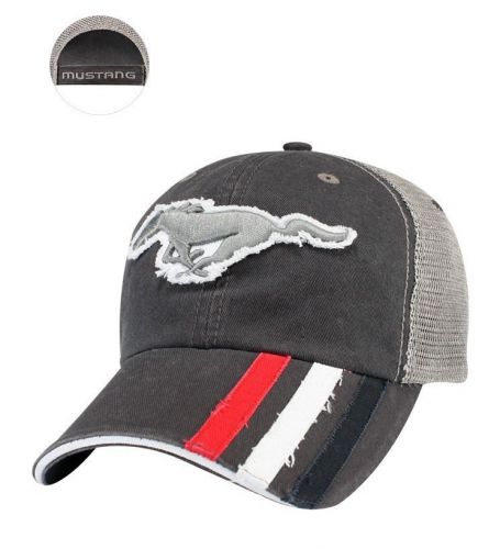 Grey distressed look ford mustang gt gt500 cobra svt cobra tri-bar pony hat/cap!