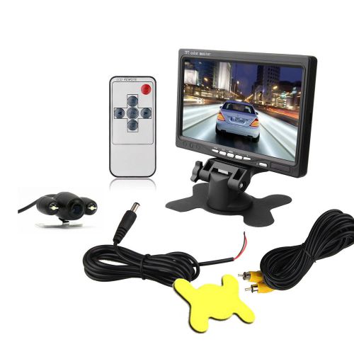 Car rear view parking system 7&#034; monitor ir reversing camera 49ft video cable kit