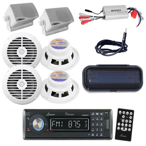 Black lanzar marine cd aux usb sd radio+ 800w amp,6 black speaker,marine cover