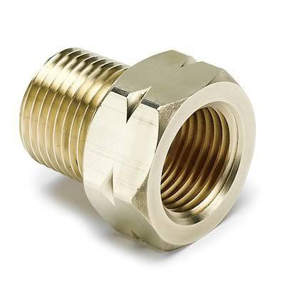 Autometer temperature adapter male 3/8" npt to female 5/8-18" brass natural ea