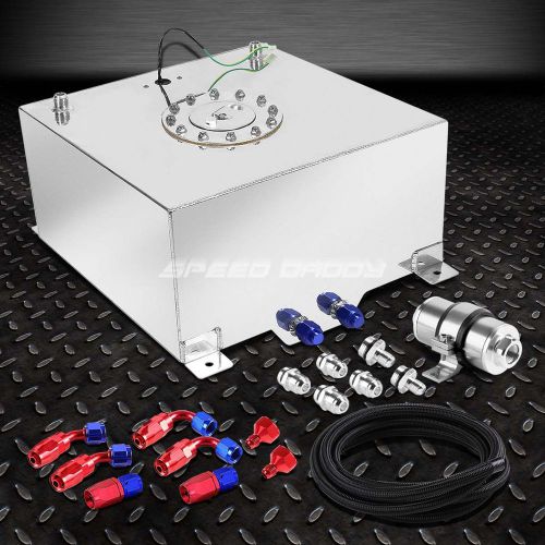 15.5 gallon aluminum fuel cell tank+cap+feed line kit+30 micron filter silver