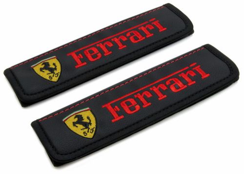 Leather car seat belt shoulder pads covers cushion for ferarri 2pcs
