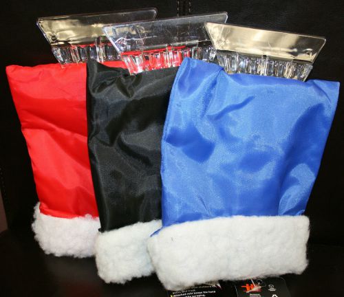 *one* (1)  ice scraper witih mitt snow car auto winter mitten red, black or blue