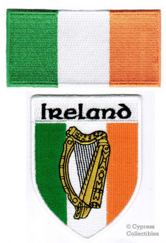 Lot of two irish patch - ireland flag and shield emblem biker emblems iron-on