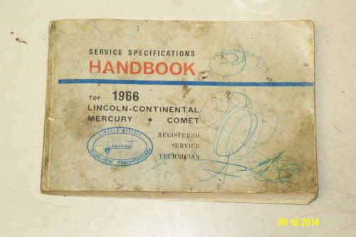1966 lincoln continental mercury comet used service specifications handbook rm