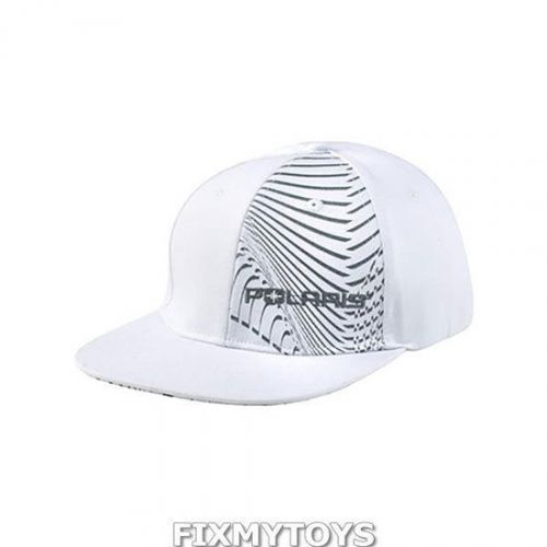 Oem polaris white &amp; gray flat billed isobar fitted baseball cap hat