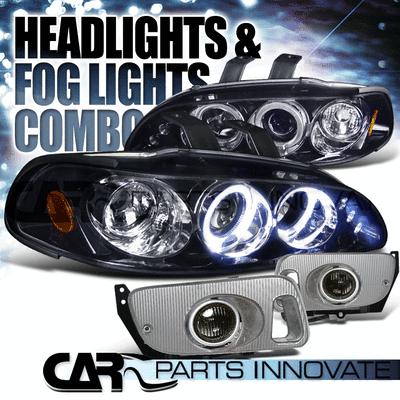 Glossy black 92-95 civic 2/3dr led projector headlights+smoke fog bumper lamp